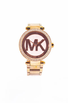 Michael Kors (MK5865) Parker Rose Gold Toned Stainless Steel Gemmed Bezel Watch