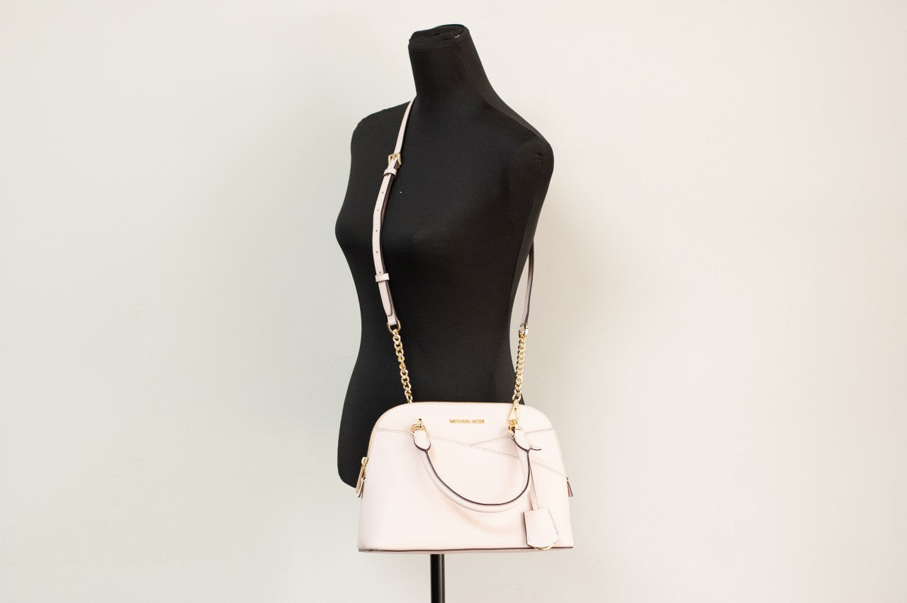 Michael Kors Jet Set Travel Medium Powder Blush Leather Dome X Cross Satchel Bag