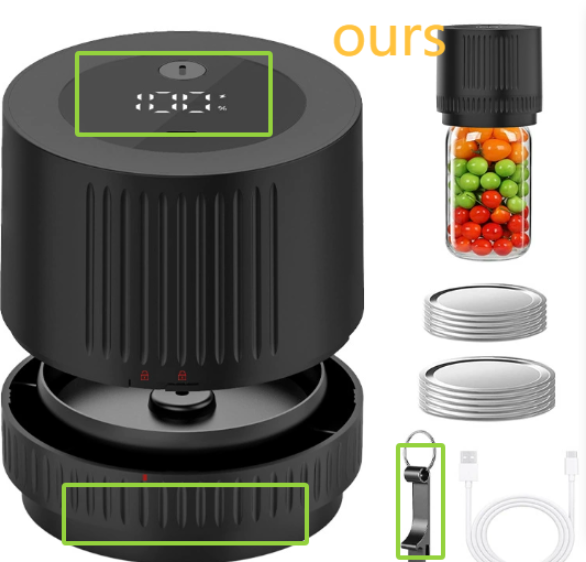Electric Mason Jar Vacuum Sealer Kit for Regular & Wide Mouth Mason Jars with Auto Shut Off