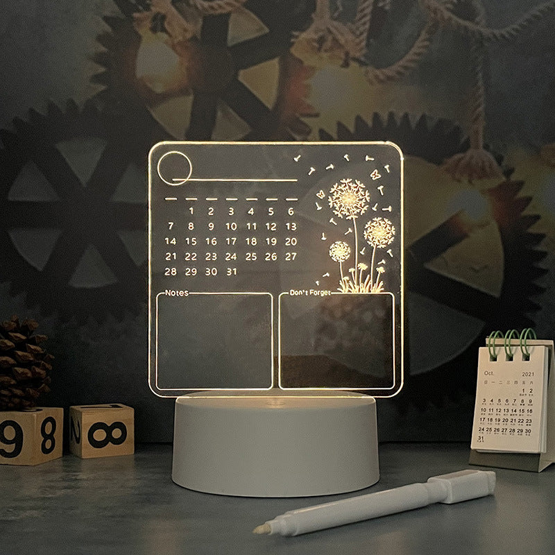 Acrylic Calendar Memo Board with LED Night Light